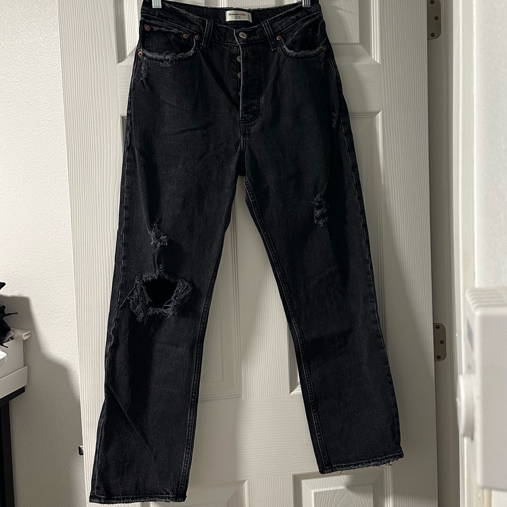 Abercrombie Dad High Rise Distressed Jeans Size 27S
